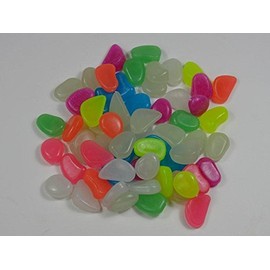 BUSDUGA - Luminous stones, glow-in-the-dark pebbles - indoor/outdoor (colourful 400 g)