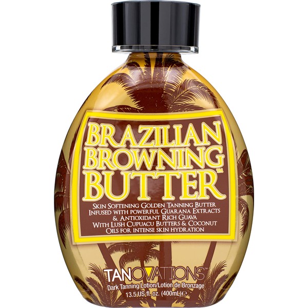 Ed Hardy Brazilian Browning Butter Dark Tanning Lotion - Skin Softening Golden Tanning Butter with Cupuacu Butters & Coconut Oils for Intense Skin Hydration 13.5 oz.