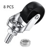 8 PCS Swivel Stem Casters,M8 Black 30mm(1.25 inch) Castor Wheels