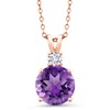 Gem Stone King 18K Rose Gold Plated Silver Amethyst and