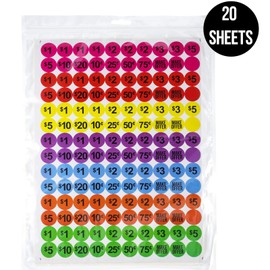 Boao 2800 Pcs Garage Sale Prices Stickers Yard Pricing Sticker Labels 3/4'' in Diameter Yard Sale Price Labels Preprinted Dollar Retail(Neon Pink, Yellow, Orange, Purple, Blue, Red, Green)