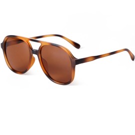 Laurinny Retro Pilot Sunglasses for Women Men Classic 70s Tinted Trendy Square Double Bridge Sun Glasses(Brown Tortoise/Brown)