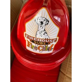 Firehouse Subs (100 PACK) Firehouse Subs Kid's Red Plastic "Fire Chief" Hat / Fireman Hat (NEW)