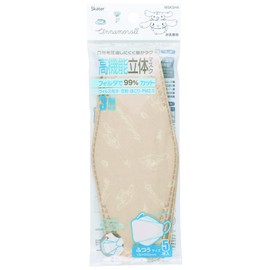 Skater MSKSH4-A High Functionality 3D Non-Woven Fabric Three-Layer Mask, Regular Size, Cinnamorol, Sanrio, 5 Pieces