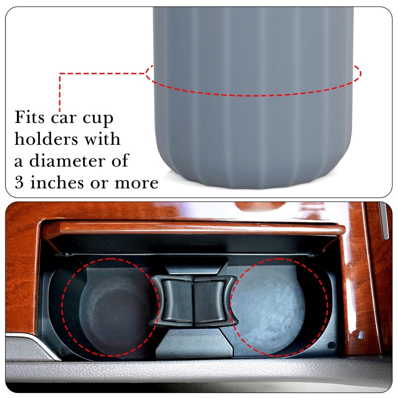 Car Cup Holder Sunglasses Stand, Extra Large Grey Soft Silicone