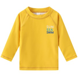 Traje de baño de 3 piezas para bebés y niños, traje de baño con gorro de sol UPF 50+, Coco amarillo, 2-3T