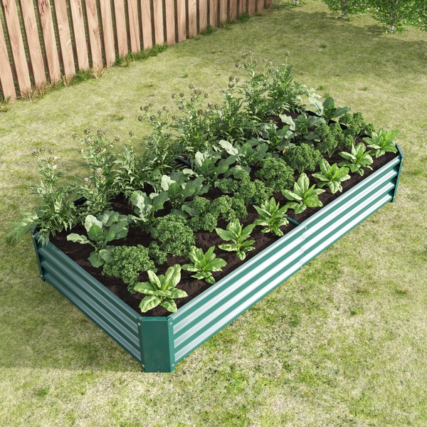6x3x1 FT Galvanized Raised Garden Bed Outdoor Planter Boxes with