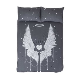 Rapport Bedding ANGEL WINGS Shimmer Detail Duvet Cover Set Grey Single