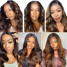 Highlight Brown Bundles Human Hair Ombre Highlight Blonde Body Wave Bundles P4/613 Human Hari Bundles Two Tone Brown Mixed With Blonde Bundles Soft and Silky Bundles for Black Women 24 24 24 Inch