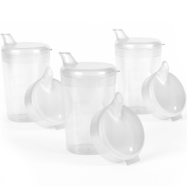 Horn Medical Horn Medical 3er Pack 250ml Erwachsenen Schnabelbecher-/Trinkhilfe-Sets mit je zwei Deckeln (große & kleine Öffnung) pro Set - Farbe wählbar (transparent)