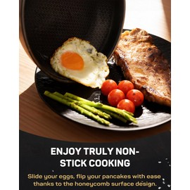 Stainless Steel Nonstick Frying Pan, Hybrid Ceramic 10-Inch Frying Pan, Stay-Cool Handle, PFAS & PFOA PTFE Free, Dishwasher & Oven Safe, Scratch-Resistant, Compatible with Induction & All Cooktops