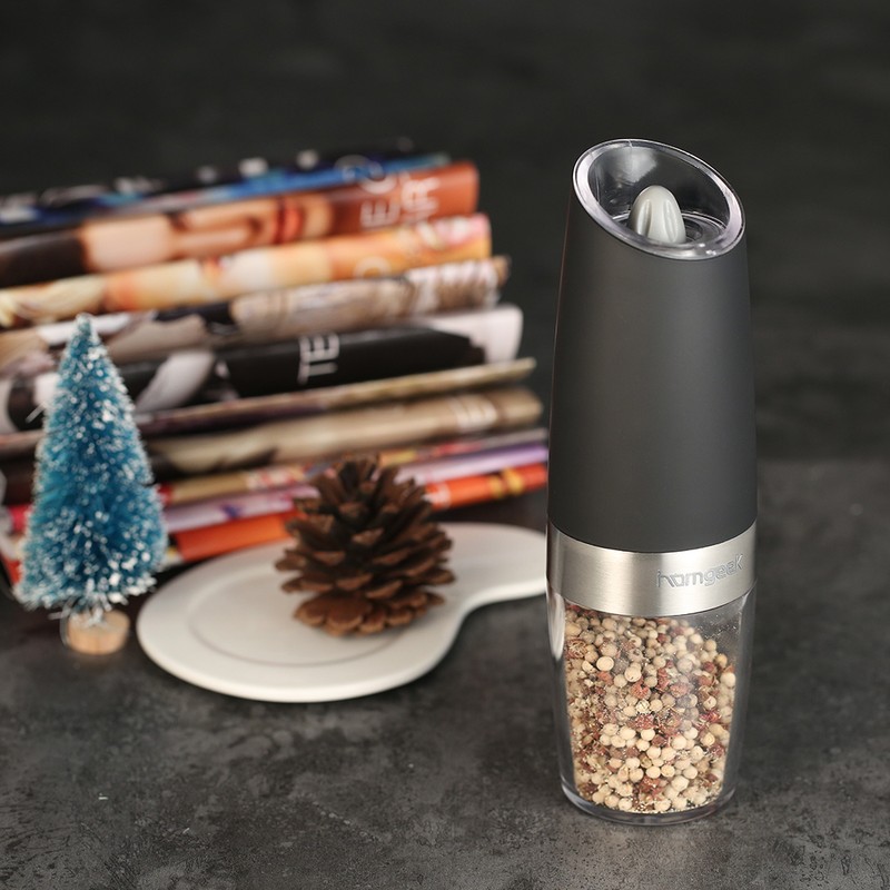 Homgeek Portable Automatic Electric Gravity Pepper Grinder Blue LED Light