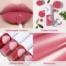 bayfree Tinted Hydrating Lip Oil, Korean Makeup Lip Gloss, High Shine, Pigmented Color, Soft Lightweight, Strong Moisturizing, Non-Sticky Lip Oil Tint for Dry Lips, for Healthy Lips All Day Long,Vegan