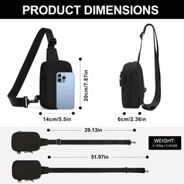 Long Keeper Small Sling Bag Women Sport Compact Crossbody Chest Bags Casual Mini Shoulder Backpack for Travel Hiking Gym Shoulder Bag for Women Men Teens (Black)