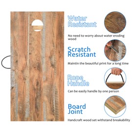 OOFIT Wooden Premium Cornhole Game Set with Weatherproof Coating, Portable Toss Boards Includes Set of 8 Corn Hole Toss Bags (Junior, Tailgate, Regulation Size)