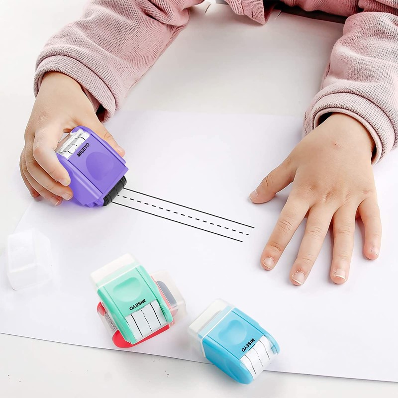 Miseyo Dashed Handwriting Lines Practice Roller Stamp,Self-Inking Line Rolling Stamps