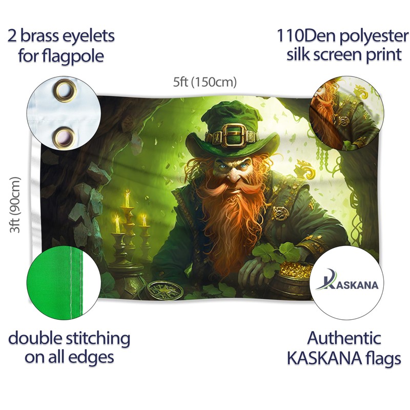 St Patricks Day Flag with Leprechaun - St Patrick's Day