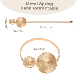 Generic Curtain Tiebacks 2 Pcs Golden Curtain Tiebacks Decor Minimalist Style Metal Springs Rope Tie Backs for Home Office Room Coffee Shops (Golden Disk)