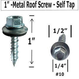 (500) BRAUNY BOY -Galvanized - Metal Roofing Screws #10 × 1 Inch, Rubber Washer, Sharp Point, Metal to Wood Siding Screws - Galvanized Qty (500) Screws