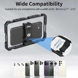 Nitze Smartphone Cage, Aluminum Phone Video Rig, with Adjustable Cellphone Clamp, 5 Built-in Cold Shoes, for Videomaker, Videographer, Vlogger and Youtuber - T-MP01A