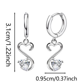 Open Heart Earrings for Women Sterling Silver Heart Hoop Earrings with CZ Huggie Dainty Hypoallergenic Love Dangle Jewelry Gifts for Daughter Mom Girlfriend Wife Birthday Mother's Day Valentine's Day