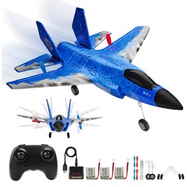 RC Plane, 2.4 GHz 2 Channel F-35 Remote Controlled Aircraft Fighter Aeroplane Model Toy with Xpilot Gyroscope System for Beginners Children Adults (Blue)