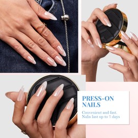 GLAMMAGIC 24 Pcs Cat Eye Press on Nails Spring Acrylic Nail Art Kit Fake Nails Press ons Nail Glue on Nails Full Cover Solid Color Glitter False Nails Stick on Nails for Women