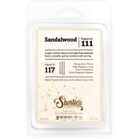 Shortie's Candle Company Pure Sandalwood Wax Melts - Formula 117-1 Highly Scented 3 Oz. Bar - Made with Natural Oils - Incense & Earth Air Freshener Cubes Collection