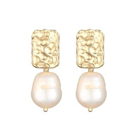 Elli Premium Earrings Baroque Freshwater Pearl Organic 925 Silver, Sterling Silver