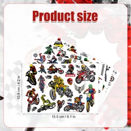 PEUTIER 4pcs Dirt Bike Temporary Tattoos, Motorcycle Stickers Dirt Bike Stickers Motorcycle Birthday Decorations for Kids Boys Girls Motocros Birthday Multicolor