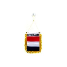 AZ FLAG Netherlands Mini Banner 6'' x 4'' - Dutch Pennant 15 x 10 cm - Mini Banners 4x6 inch Suction Cup Hanger