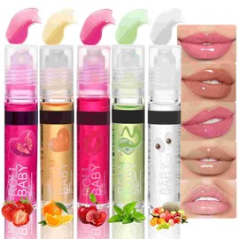 Lip Oil Set of 5 Tinted Lip Oil Lip Gloss Fruity Moisturising Lip Oil Replenishing Lip Care Lip Balm and Tint for Dry Lips
