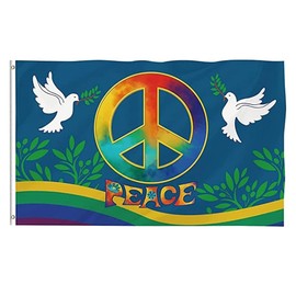 Peace Flag for Outside Polyester Cloth World Peace Flag Large Peace Flag for Backyard Garden Playground 90 X 150 Cm
