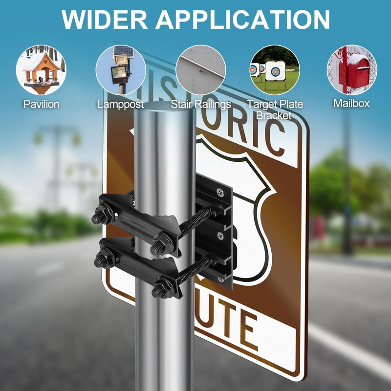 Post Tubes Mounting Bracket, 2-Packs Adjustable Solar Mounting Bracket Fence