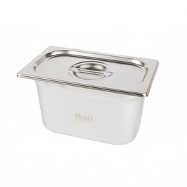 Baki Stainless Steel Gastronorm Container 1/4 Food Pan 65, 100, 150 mm Deep with & Without Lid (150mm Deep with Lid)