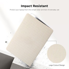 Woven Logo Cutout Case for MacBook Neo 13 inch 2026 A18 Pro Chip A3404, Woven Fabric Mac Neo Case Boho Linen Knit Braided Texture PU Leather Hardshell & Keyboard Cover, Beige