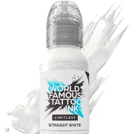 World Famous Limitless Tattoo Ink, Vegan Professional Premium Permanent Tattooing Inks, Straight White, 240ml