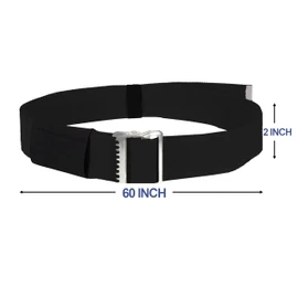 Homymusy 60 Inch Adjustable Gait Belts for seniors - Comfortable Buckle Protect Cover Keep Belt Buckle Reaching the Waist,Supports up to 350 lbs(Black, 60INCH Metal Buckle)