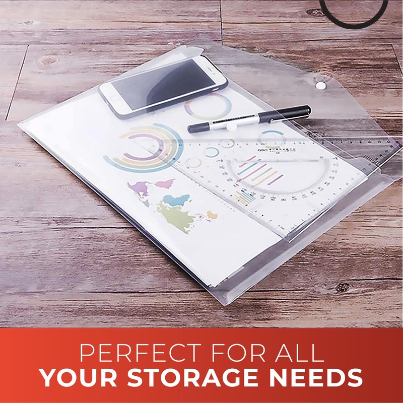 Janrax Pack of 12 A5 Clear Document Wallets