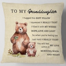 to My Daughter, Daughter Gift from Mom Dad, Best Christmas Birthday Gifts for Daughter Stepdaughter Daughter in Law, Flax Pillow Covers for Home Sofa Bed Room Office18 x18.(019) (Granddaughter)