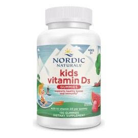 Nordic Naturals Vitamina D3 para niños, 10 mcg de vitamina D3, 120 Gomitas sabor Sandía