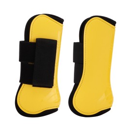 Horse Tendon Boots 4 PCS Protective Comfortable and Adjustable Boots for Horse JumpingYellow Set of 2 Front Leg Boots (L)