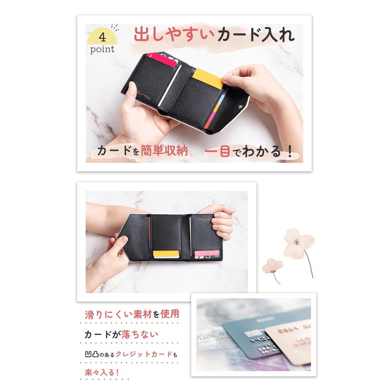 Ambitions Mini Wallet, Tri-Fold (Genuine Leather Luster and Glossy, Won't