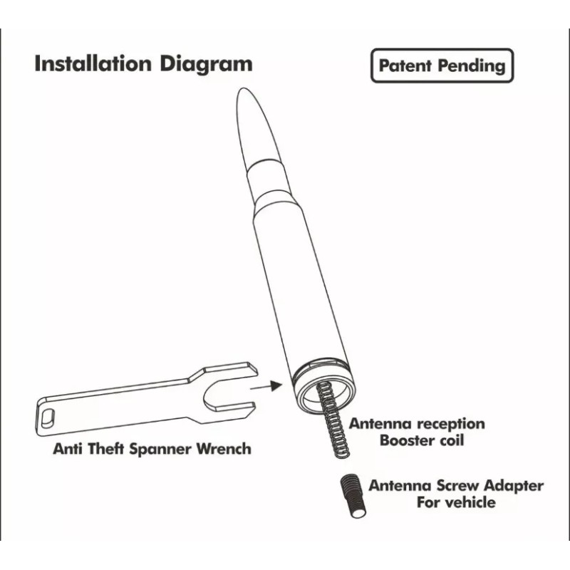 VMS CHROME WITH BLUE TIP BULLET ANTENNA FOR FORD F150