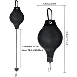 Townus 2 Pack Plant Hook Pulley Retractable Plant Pulley Hanger Adjustable Plants Hanging Pulley for Outdoor Garden Flower Basket Pots Heavy Duty and Birds Feeder (Black)