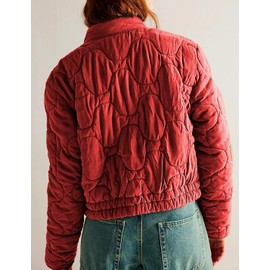 COWOKA Women's Lightweight Zip Up Outerwear Coat Quilted Jacket Warm Down Puffer Jacket With Pockets Red M