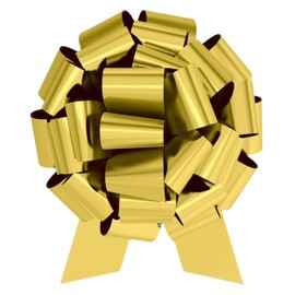 InstaBows Large Gold Gift Bow 12" Metallic Pull String Bow Perfect for Gift Wrapping Big Presents Cars Bikes & More