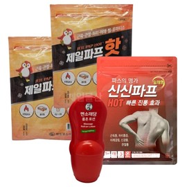 Shinsin Pape Hot + 2 Jeil Pape Hot + Roll-on Lotion Mentholatum Puff for Wrist and Knee Joint Pain pas