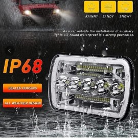 Unbranded 2Pcs For Ford Bronco 1987-1978 F-150 5X7'' 7X6" LED Headlights DRL Hi/Lo Turning