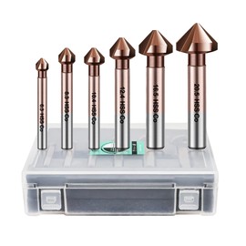 LEKOMESH Countersink Set for Metal - Countersink Drill Bit Set 6 Pieces Diameter 6.3-20.5 mm Made of HSS Steel Cobalt Countersink Drill Bit Set for Stainless Steel Iron Aluminium Wood M35 Round Shank